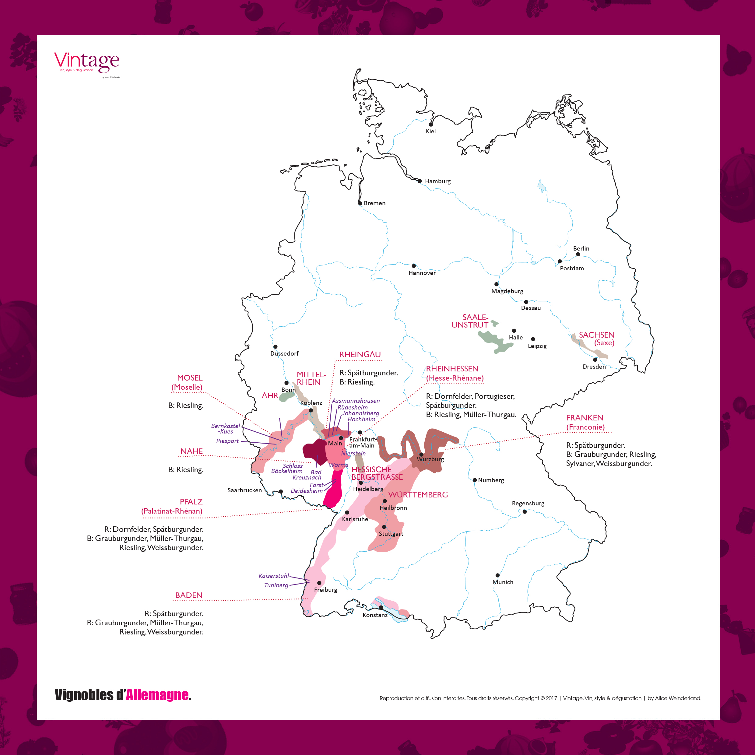 Carte des vins Allemagne. Vintage
